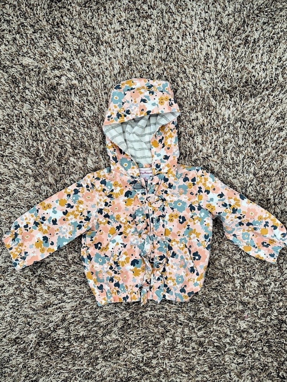 Tommy Bahama Floral Hooded Rain Jacket Pink Baby 12M Like New